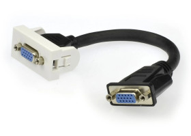 Gniazdo monitorowe SVGA 15pin z przewodem 20cm moduł 1M 22,5x45 biały HQ Mediabox