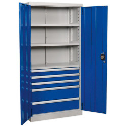 Sealey APICCOMBO5 Cabinet Industrial 5 Drawer 3 Shelf 1800mm