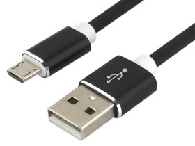 Kabel USB-A do micro USB 1.0m QC3.0 silikonowy czarny 2.4A
