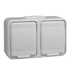 Gniazdo 2x schuko 16A natynkowe, Elso, Aqua-Top, białe