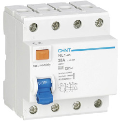 Chint 200368 RCCB; 4-pin 25A Earth Fault Protection Type A