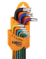 NEO Zestaw 9 sztuk kluczy Torx T10-50 kolorowe 09-518