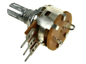 Potencjometr; osiowy; jednoobrotowy; mono; z wyłącznikiem; WH160AK-2-18T 15V B5K; 5kohm; liniowa; 20%; 0,125W; oś fi 6,00mm; 15m