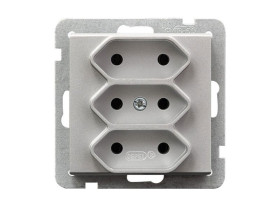 SONATA Gniazdo potrójne bez uziemienia EURO srebro mat GP-3R/m/38 OSPEL