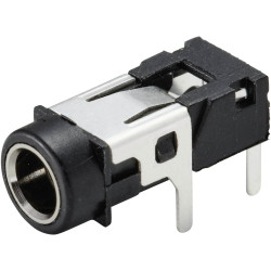 TruComponents 202776 3.5 mm audio jack Socket, horizontal,Pins:3 Stereo Black