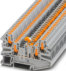 Knife disconnect terminal, push-in connection, 0.5-4.0 mm², 4 pole, 20 A, 6 kV, gray, 1079070