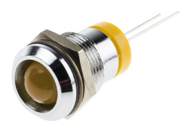 Lampka kontrolna do montażu panelowego 2V dc, Żółta 12mm LED Chrom RS PRO