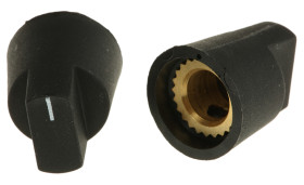 Pokrętło potencjometru oś: 6.4mm średnica: 14mm Plastik Czarny RS PRO