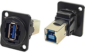 Złącze USB przelotowe A to B Montaż na panelu Żeński 3.0 ,1-portowe