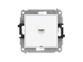 MINI Mechanizm gniazda komputerowego pojedynczego 1xRJ45, kat. 5e, 8-stykowy, bez pola opisowego biały mat 25MGKBO-1 KARLIK