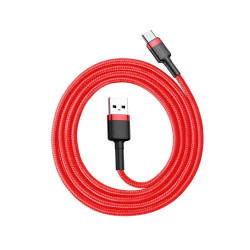 Kabel USB do USB-C 1m, szybkie ładowanie QC3.0 3A, nylonowy oplot, czerwony Baseus