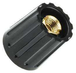 Pokrętło potencjometru oś: 6.4mm średnica: 14.7mm Zacisk śrubowy Plastik Czarny RS PRO