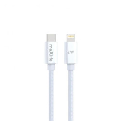 Kabel USB-C - Lightning 2.0M 27W biały nylon - Maxlife MXUC-12