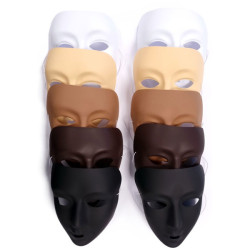 Major Brushes 7079-10 Plastic Multicultural Facemasks Pack 10