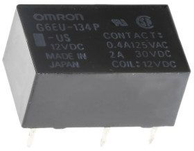 Przekaźnik sygnału, 12V dc, 3 A, SPDT, montaż PCB, Omron