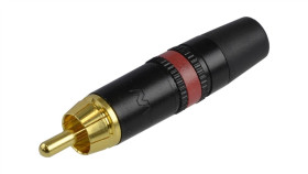 Rean Wtyk Rca Cinch Na Kabel Do 6,1Mm Pozłacany Czarno-Czerwony Nys373-2