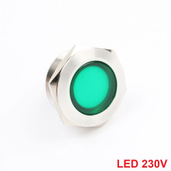 Lampka kontrolka LED METAL 230V (zielona) 22 mm