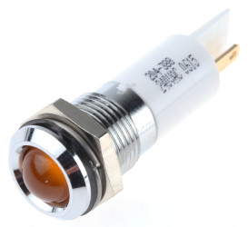 Lampka kontrolna do montażu panelowego 240V ac Pomarańczowy 14.5mm Chrom Końcówka lutownicza RS PRO