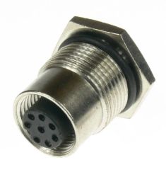 12FR8000 Gniazdo M12 8 styków, do obudowy, gwint montażowy PG9, lutowane, WYPRZEDAŻ, OSTATNIA SZTUKA