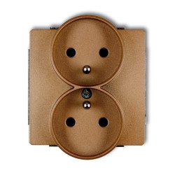 DECO Gniazdo podwójne z/u złoty metalik 8DGPR-2zp