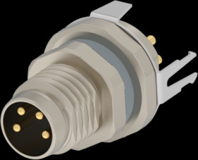 Panel plug, M8, 4 pole, solder connection, screw locking, straight, T4040034041-000