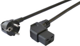Device connection cable, Europe, plug type E + F, angled on C19 socket, angled, H05VV-F3G1.5 mm², black, 2.5 m, 0K2018310
