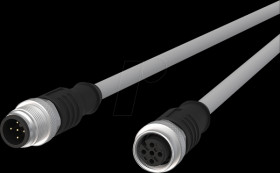 142MJA12050 Sensor cables, M12, 5-pin, plug > coupling, 5 m