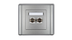 Flexi Gniazdo Antenowe Podwójne Typu F (Sat) Niklowane Srebrny Metalik 7Fgf-2