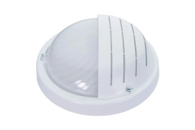 Oprawa GRILL, E27, 60W, biała-polipropylen, klosz matowy-poliwęglan, IP44, osłona, IK10 A2240-MP