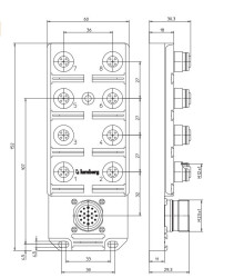 ASBSV 8 5 Rozdzielacz 8 portów M12 (5 stykowe - 2 sygnały na złącze), przyłącze M23 - 19 stykowe, LUMBERG 11137