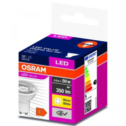 Żarówka LED OSRAM GU10 4,5W LED VALUE Biała Ciepła 2700k (kąt świecenia 36 stopni)