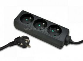 Przedłużacz 3GN 1,5m + 0 czarny bez przełącznika