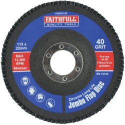Faithfull FAIFD115C Abrasive Jumbo Flap Disc 115mm Coarse