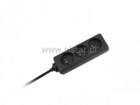 Przedłużacz 3GN 3m + 0 czarny bez przełącznika