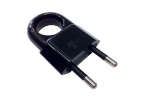 Wtyczka płaska z uchwytem b/u Euro 10A/250V czarna D.3104C