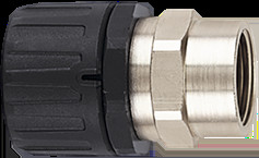 Hose screw fitting, M16, 16 mm, PA/brass, nickel plated, IP66, black, (L) 69 mm, 166-21401