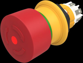 Emergency stop, rotary release, mounting Ø  16 mm, illuminated, red, 1 Form A (N/O) + 1 Form B (N/C), 61-6451.4277