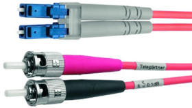 FO duplex adapter cable, ST to LC, 10 m, OM2, multimode 50/125 µm, 100012564