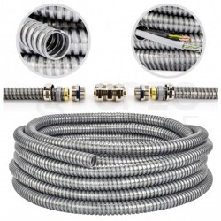 Peszel ochronny metalowy Anaconda Multiflex roz.16 rura karbowana elastyczna FCCN 1250N UV IP40 metaliczny 50m