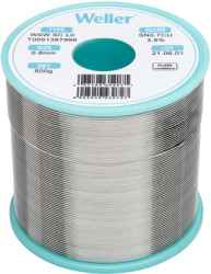 Solder, lead-free, SC (Sn0.7Cu3.5%), Ø 0.8 mm, 500 g, WSW SC L0 0,8MM 500G