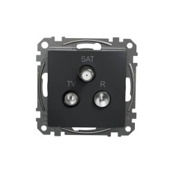Gniazdo R/TV/SAT przelotowe (10dB), czarny antracyt, Sedna Design i Elements SDD114488