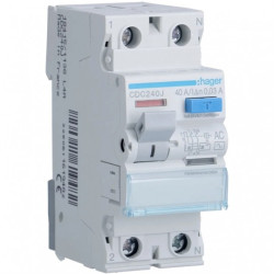 Wyłącznik różnicowoprądowy RCD 1-fazowy 40A 30mA typ AC 2-biegunowy 2P (230V / 400V AC) 2-modułowy HAGER