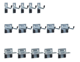 Zestaw uchwytów narzędziowych do montażu na panelu ściennym Haczyki na narzędzia zawartość Haczyki z bolcami Stal szer.