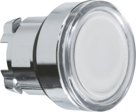 Pushbutton, illuminable, groping, waistband round, white, front ring silver, mounting Ø 22 mm, ZB4BW31