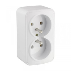 Gniazdo natynkowe podwójne GNBD250 2x2P+Z kolor biały 250V 16A