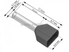 Końcówka izolowana 2x0,75 L= 8mm ( 10szt )