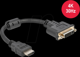 65206 Adapter HDMI male to DVI 24+5 female 4K 30 Hz 20 cm