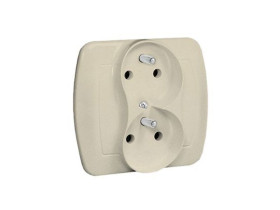 AKORD Gniazdo podwójne z uziemieniem beżowe z funkcją niezmienności faz zaciski śrubowe AGZ2cz/12 KONTAKT SIMON