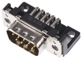 Złącze D-Sub 9-pinowe Męski Kąt Proste Przewlekany raster 2.74mm Złoto