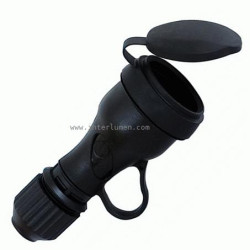 1x2P+Z+Sch. IP44 czarne gniazdo GUMI z zatyczką Gniazdo gumowe 16A 250V IP44